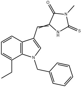 5-[(1-benzyl-7-ethyl-1H-indol-3-yl)methylene]-3-methyl-2-thioxo-4-imidazolidinone Structure