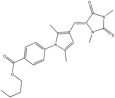 butyl 4-{3-[(1,3-dimethyl-5-oxo-2-thioxo-4-imidazolidinylidene)methyl]-2,5-dimethyl-1H-pyrrol-1-yl}benzoate 结构式