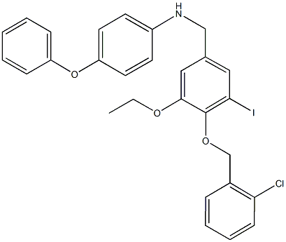 N-{4-[(2-chlorobenzyl)oxy]-3-ethoxy-5-iodobenzyl}-N-(4-phenoxyphenyl)amine 结构式