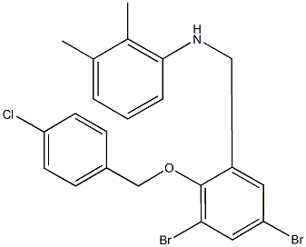 N-{3,5-dibromo-2-[(4-chlorobenzyl)oxy]benzyl}-N-(2,3-dimethylphenyl)amine Structure