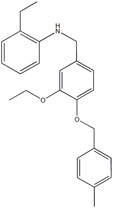 N-{3-ethoxy-4-[(4-methylbenzyl)oxy]benzyl}-N-(2-ethylphenyl)amine,664318-93-8,结构式