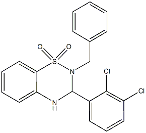2-benzyl-3-(2,3-dichlorophenyl)-3,4-dihydro-2H-1,2,4-benzothiadiazine 1,1-dioxide,664318-95-0,结构式