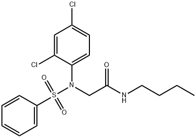 N-butyl-2-[2,4-dichloro(phenylsulfonyl)anilino]acetamide 化学構造式