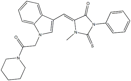 1-methyl-5-({1-[2-oxo-2-(1-piperidinyl)ethyl]-1H-indol-3-yl}methylene)-3-phenyl-2-thioxo-4-imidazolidinone|