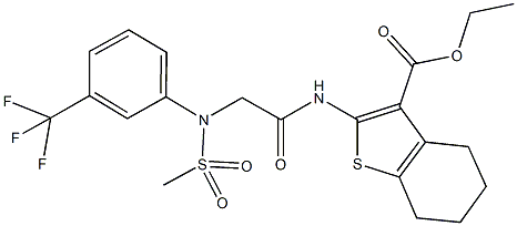 ethyl 2-({[(methylsulfonyl)-3-(trifluoromethyl)anilino]acetyl}amino)-4,5,6,7-tetrahydro-1-benzothiophene-3-carboxylate Structure