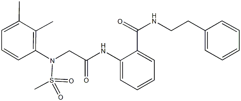 2-({[2,3-dimethyl(methylsulfonyl)anilino]acetyl}amino)-N-(2-phenylethyl)benzamide 化学構造式
