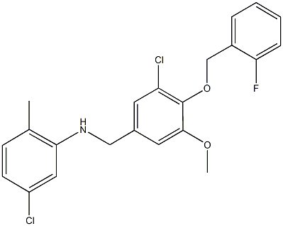 5-chloro-N-{3-chloro-4-[(2-fluorobenzyl)oxy]-5-methoxybenzyl}-2-methylaniline Structure