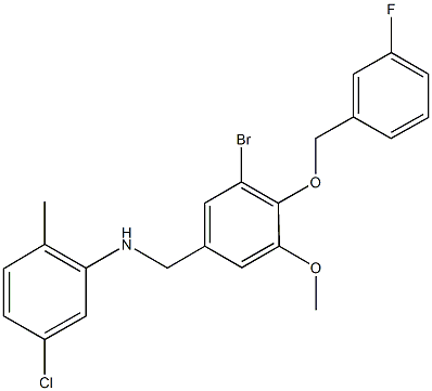 N-{3-bromo-4-[(3-fluorobenzyl)oxy]-5-methoxybenzyl}-N-(5-chloro-2-methylphenyl)amine,664320-92-7,结构式