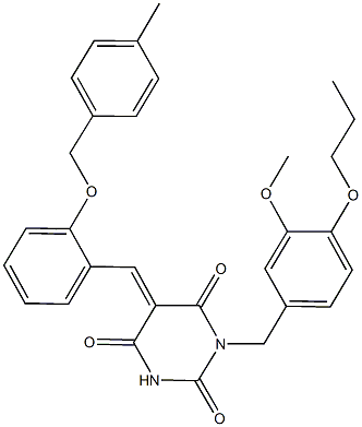 1-(3-methoxy-4-propoxybenzyl)-5-{2-[(4-methylbenzyl)oxy]benzylidene}-2,4,6(1H,3H,5H)-pyrimidinetrione Structure