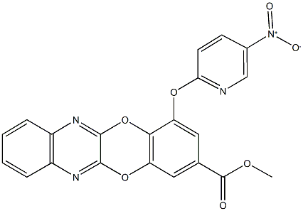 methyl 4-({5-nitro-2-pyridinyl}oxy)[1,4]benzodioxino[2,3-b]quinoxaline-2-carboxylate Struktur