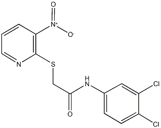N-(3,4-dichlorophenyl)-2-({3-nitro-2-pyridinyl}sulfanyl)acetamide 化学構造式