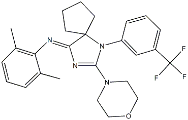 N-(2,6-dimethylphenyl)-N-{2-(4-morpholinyl)-1-[3-(trifluoromethyl)phenyl]-1,3-diazaspiro[4.4]non-2-en-4-ylidene}amine Structure