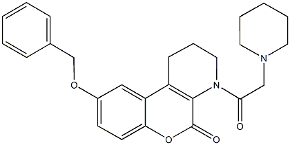 9-(benzyloxy)-4-(1-piperidinylacetyl)-1,2,3,4-tetrahydro-5H-chromeno[3,4-b]pyridin-5-one|