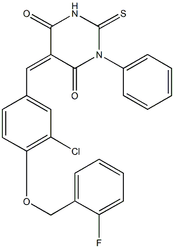 664348-23-6 5-{3-chloro-4-[(2-fluorobenzyl)oxy]benzylidene}-1-phenyl-2-thioxodihydro-4,6(1H,5H)-pyrimidinedione