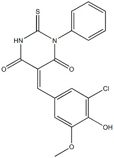 664348-25-8 5-(3-chloro-4-hydroxy-5-methoxybenzylidene)-1-phenyl-2-thioxodihydro-4,6(1H,5H)-pyrimidinedione