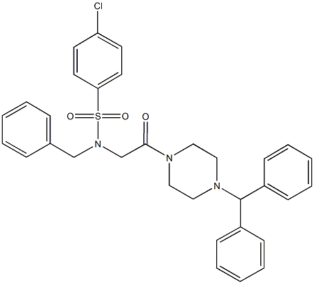 N-[2-(4-benzhydryl-1-piperazinyl)-2-oxoethyl]-N-benzyl-4-chlorobenzenesulfonamide 结构式