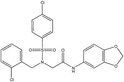 N-(1,3-benzodioxol-5-yl)-2-{(2-chlorobenzyl)[(4-chlorophenyl)sulfonyl]amino}acetamide Structure