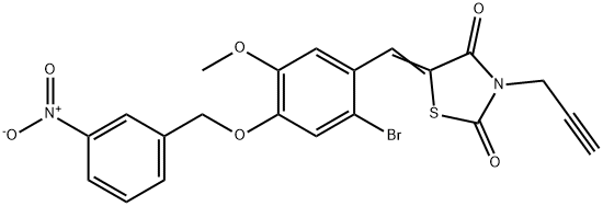 5-[2-bromo-4-({3-nitrobenzyl}oxy)-5-methoxybenzylidene]-3-prop-2-ynyl-1,3-thiazolidine-2,4-dione 结构式