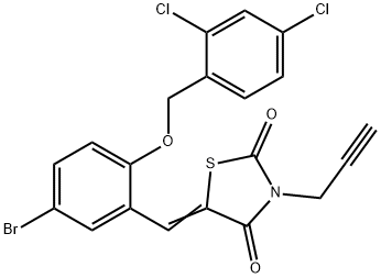 5-{5-bromo-2-[(2,4-dichlorobenzyl)oxy]benzylidene}-3-(2-propynyl)-1,3-thiazolidine-2,4-dione,664349-99-9,结构式