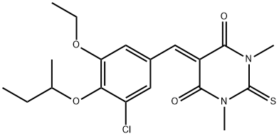 5-(4-sec-butoxy-3-chloro-5-ethoxybenzylidene)-1,3-dimethyl-2-thioxodihydro-4,6(1H,5H)-pyrimidinedione Structure