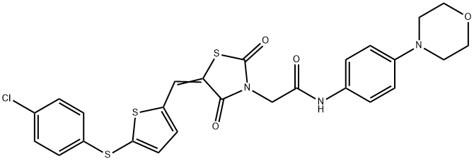 2-[5-({5-[(4-chlorophenyl)sulfanyl]thien-2-yl}methylene)-2,4-dioxo-1,3-thiazolidin-3-yl]-N-(4-morpholin-4-ylphenyl)acetamide,664352-58-3,结构式