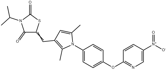 5-({1-[4-({5-nitro-2-pyridinyl}oxy)phenyl]-2,5-dimethyl-1H-pyrrol-3-yl}methylene)-3-isopropyl-1,3-thiazolidine-2,4-dione Structure