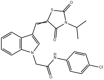 N-(4-chlorophenyl)-2-{3-[(3-isopropyl-2,4-dioxo-1,3-thiazolidin-5-ylidene)methyl]-1H-indol-1-yl}acetamide 结构式