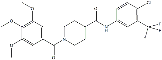 N-[4-chloro-3-(trifluoromethyl)phenyl]-1-(3,4,5-trimethoxybenzoyl)piperidine-4-carboxamide 结构式