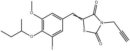 5-(4-sec-butoxy-3-iodo-5-methoxybenzylidene)-3-prop-2-ynyl-1,3-thiazolidine-2,4-dione Struktur