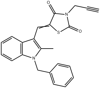 5-[(1-benzyl-2-methyl-1H-indol-3-yl)methylene]-3-prop-2-ynyl-1,3-thiazolidine-2,4-dione 化学構造式