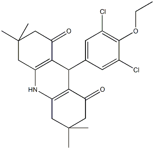 9-(3,5-dichloro-4-ethoxyphenyl)-3,3,6,6-tetramethyl-3,4,6,7,9,10-hexahydroacridine-1,8(2H,5H)-dione Struktur