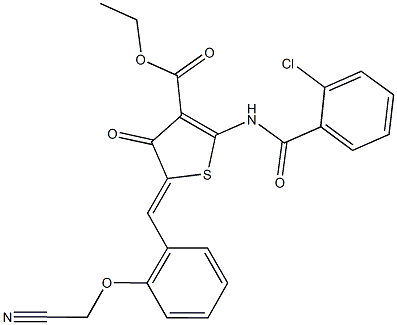 ethyl 2-[(2-chlorobenzoyl)amino]-5-[2-(cyanomethoxy)benzylidene]-4-oxo-4,5-dihydrothiophene-3-carboxylate,664353-81-5,结构式