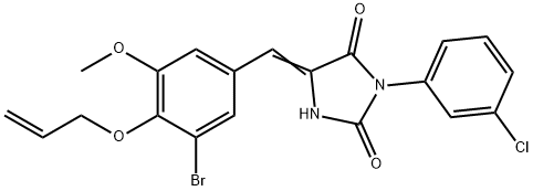 5-[4-(allyloxy)-3-bromo-5-methoxybenzylidene]-3-(3-chlorophenyl)-2,4-imidazolidinedione Struktur