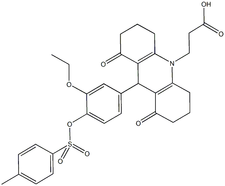 3-(9-(3-ethoxy-4-{[(4-methylphenyl)sulfonyl]oxy}phenyl)-1,8-dioxo-2,3,4,5,6,7,8,9-octahydro-10(1H)-acridinyl)propanoic acid 结构式