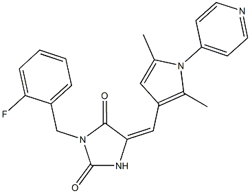 5-{[2,5-dimethyl-1-(4-pyridinyl)-1H-pyrrol-3-yl]methylene}-3-(2-fluorobenzyl)-2,4-imidazolidinedione Structure