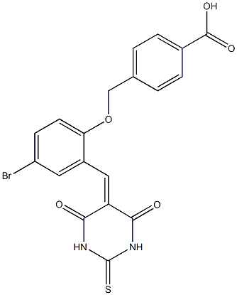 4-({4-bromo-2-[(4,6-dioxo-2-thioxotetrahydro-5(2H)-pyrimidinylidene)methyl]phenoxy}methyl)benzoic acid Struktur