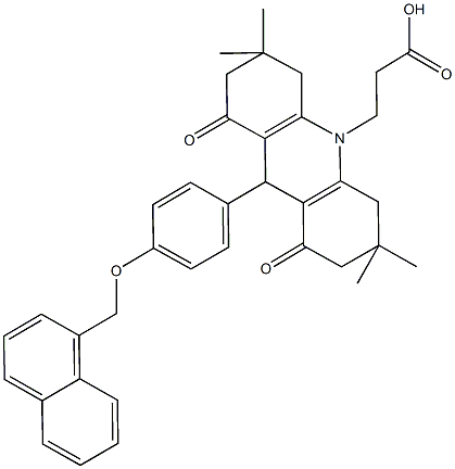 3-(3,3,6,6-tetramethyl-9-[4-(1-naphthylmethoxy)phenyl]-1,8-dioxo-2,3,4,5,6,7,8,9-octahydro-10(1H)-acridinyl)propanoic acid|