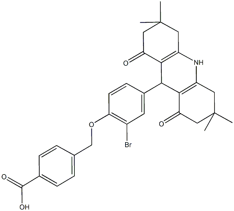 4-{[2-bromo-4-(3,3,6,6-tetramethyl-1,8-dioxo-1,2,3,4,5,6,7,8,9,10-decahydro-9-acridinyl)phenoxy]methyl}benzoic acid|