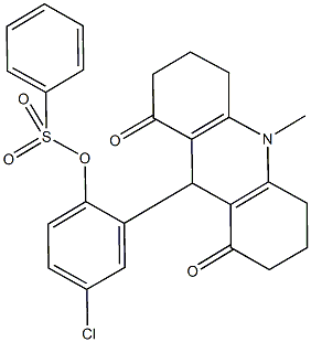 4-chloro-2-(10-methyl-1,8-dioxo-1,2,3,4,5,6,7,8,9,10-decahydro-9-acridinyl)phenyl benzenesulfonate Structure