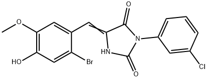 5-(2-bromo-4-hydroxy-5-methoxybenzylidene)-3-(3-chlorophenyl)-2,4-imidazolidinedione Struktur