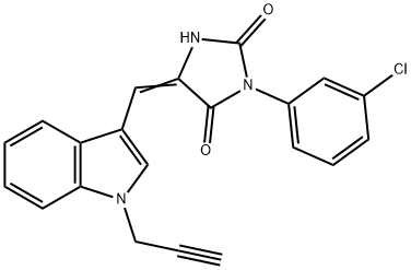 3-(3-chlorophenyl)-5-{[1-(2-propynyl)-1H-indol-3-yl]methylene}-2,4-imidazolidinedione,664358-10-5,结构式