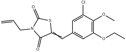 3-allyl-5-(3-chloro-5-ethoxy-4-methoxybenzylidene)-1,3-thiazolidine-2,4-dione,664358-11-6,结构式