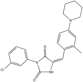 3-(3-chlorophenyl)-5-[2-methyl-4-(1-piperidinyl)benzylidene]-2,4-imidazolidinedione Structure