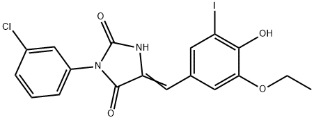 664358-35-4 3-(3-chlorophenyl)-5-(3-ethoxy-4-hydroxy-5-iodobenzylidene)-2,4-imidazolidinedione