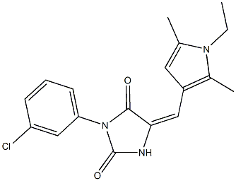 3-(3-chlorophenyl)-5-[(1-ethyl-2,5-dimethyl-1H-pyrrol-3-yl)methylene]-2,4-imidazolidinedione Structure