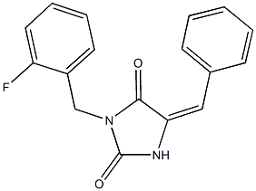 5-benzylidene-3-(2-fluorobenzyl)-2,4-imidazolidinedione Structure