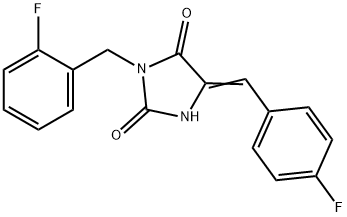 3-(2-fluorobenzyl)-5-(4-fluorobenzylidene)-2,4-imidazolidinedione Struktur