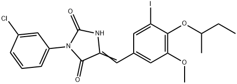 5-(4-sec-butoxy-3-iodo-5-methoxybenzylidene)-3-(3-chlorophenyl)-2,4-imidazolidinedione Structure