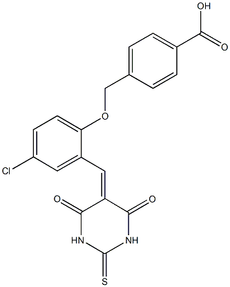 4-({4-chloro-2-[(4,6-dioxo-2-thioxotetrahydro-5(2H)-pyrimidinylidene)methyl]phenoxy}methyl)benzoic acid Structure