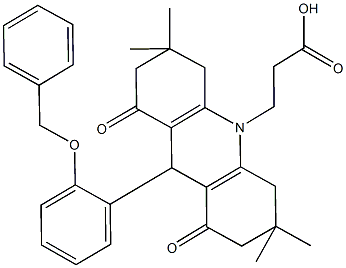 3-(9-[2-(benzyloxy)phenyl]-3,3,6,6-tetramethyl-1,8-dioxo-2,3,4,5,6,7,8,9-octahydro-10(1H)-acridinyl)propanoic acid Structure